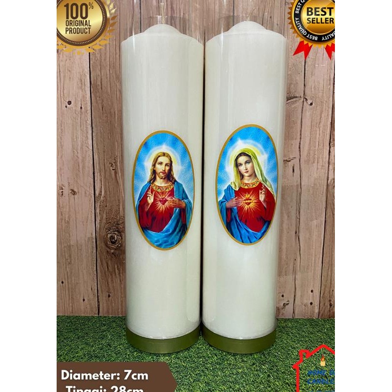 Lilin Doa Maria Yesus (2Pcs) Lilin Ibadah Doa Rohani Ukuran 3 Kati