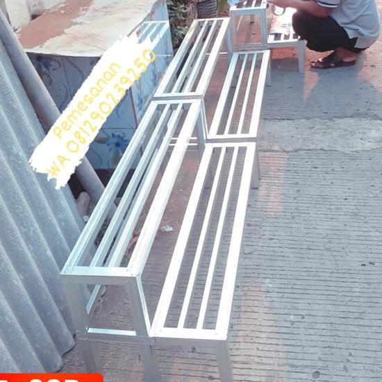 Custom Panjang 80 Cm Rak Pot Bunga Besi Hollow 2 Susun / Stand Planter