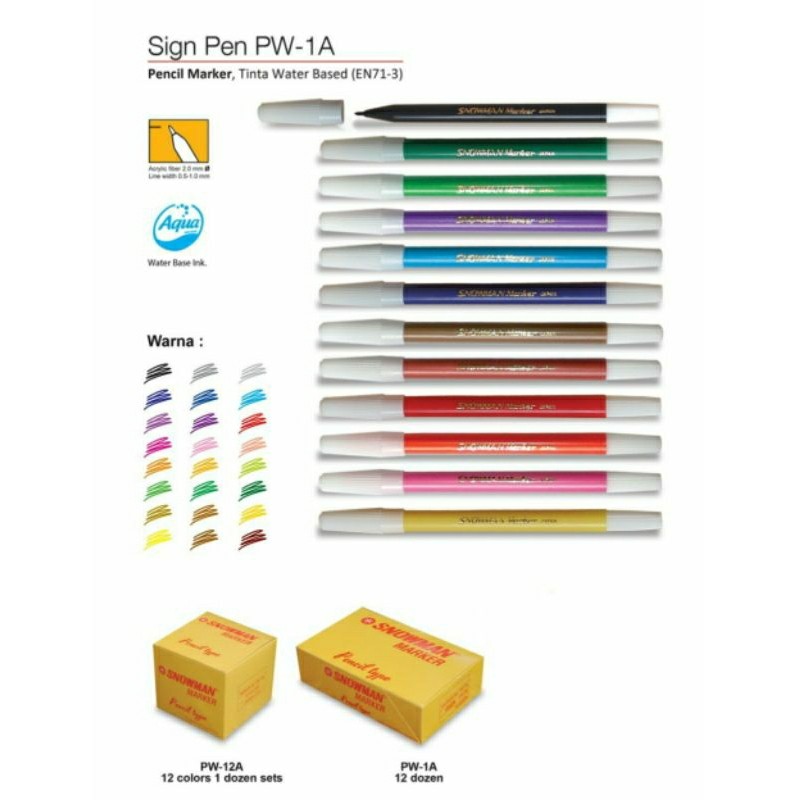 

PW-1A Spidol Kecil Snowman SIGN Pen Marker PW1A HITAM