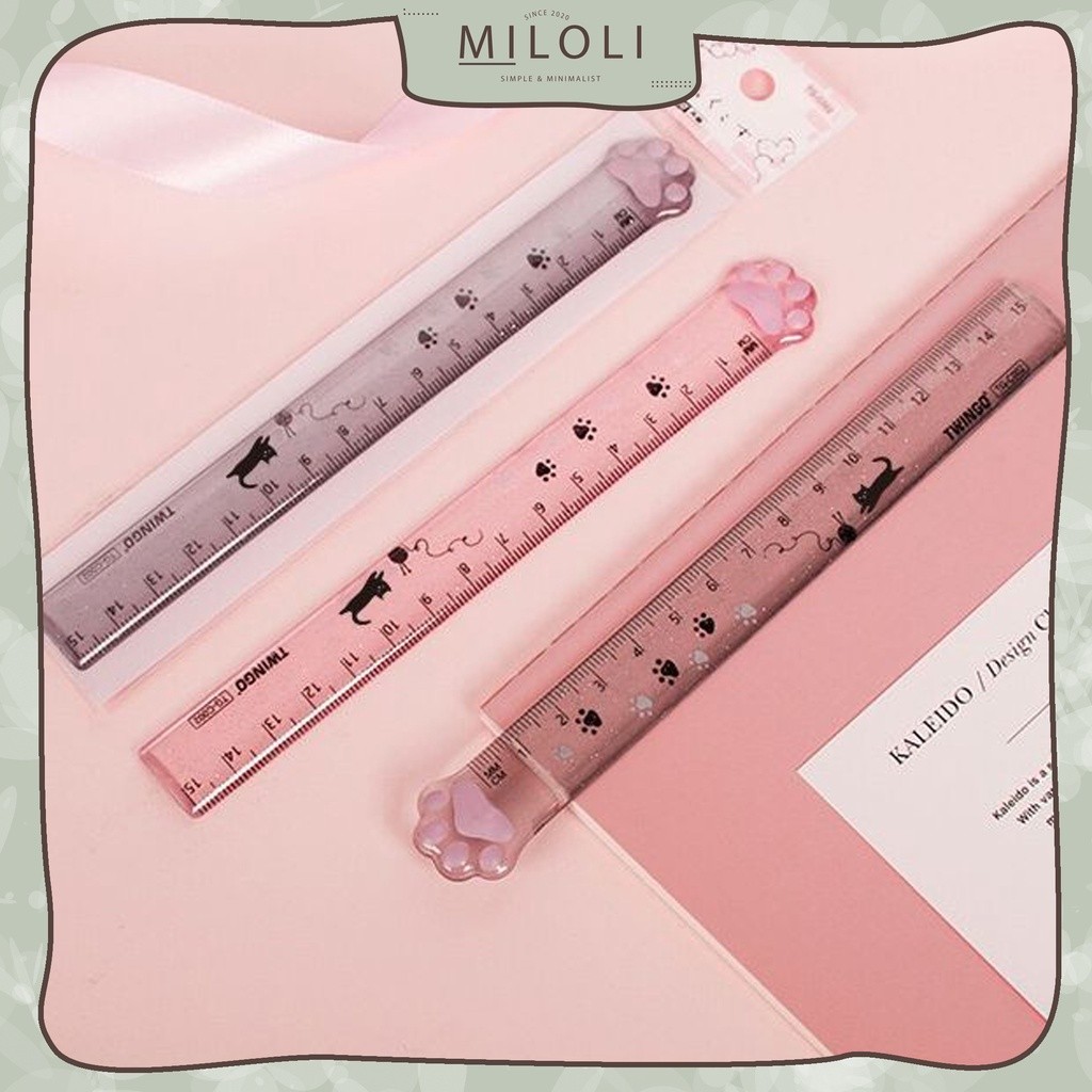 

[MILOLI] 1Pcs PENGGARIS CAT PAW 15CM Ruler Transparant Penggaris Study Korea - F0223