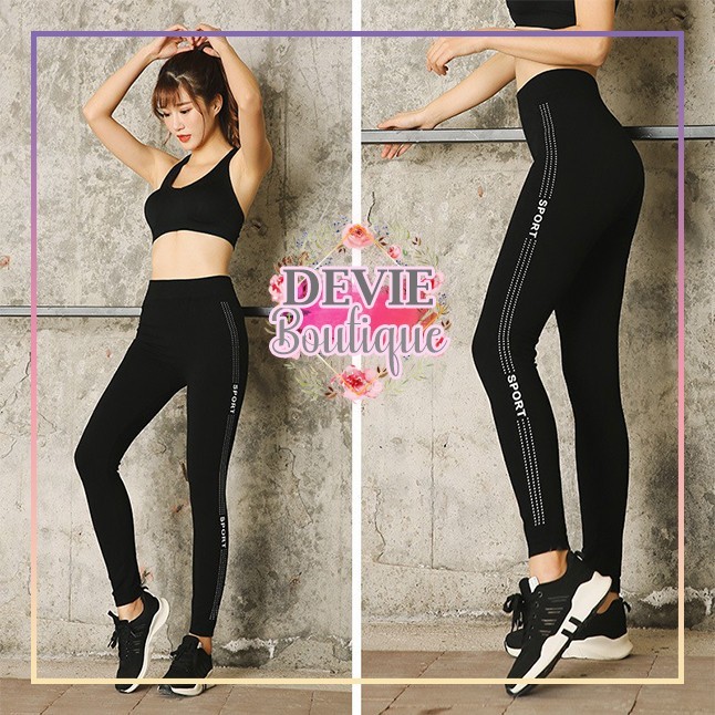 DISKON Legging Sport Wanita Korea Celana Legging Wanita Celana Olahraga Gym