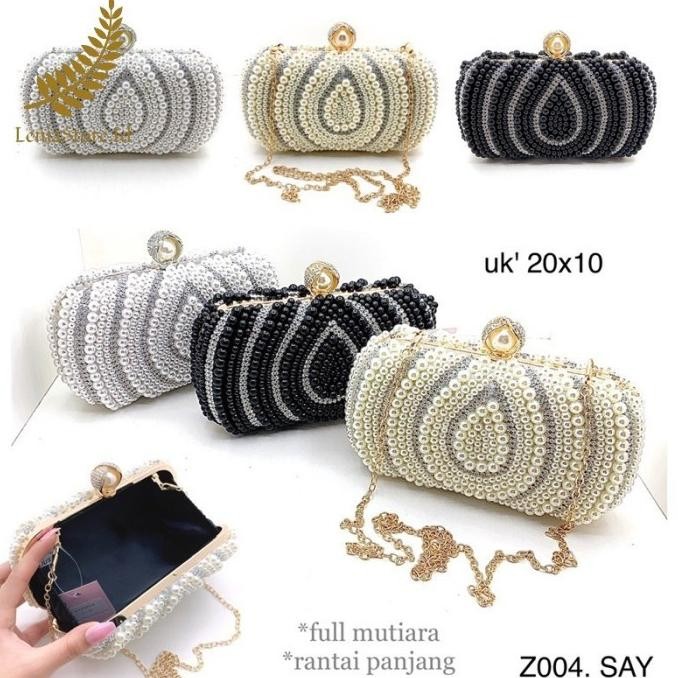 Tas pesta clutch wanita glitter mewah dan elegan terbaru mutiara pearl