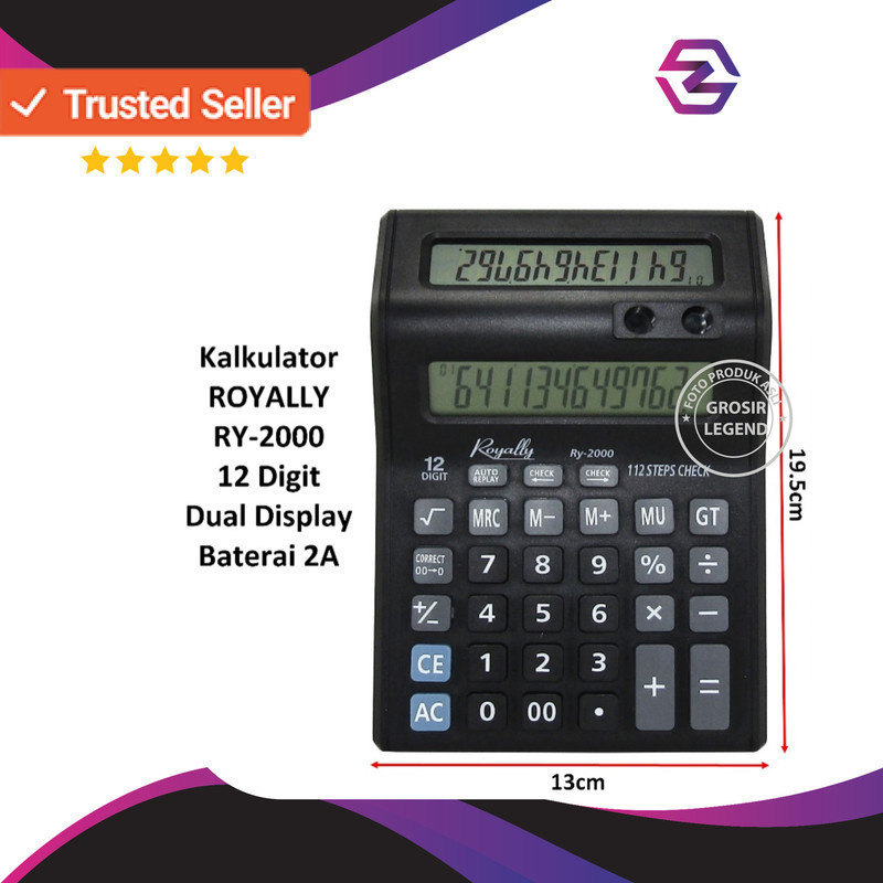 

KALKULATOR ROYALLY RY-2000 12 DIGIT DUAL DISPLAY