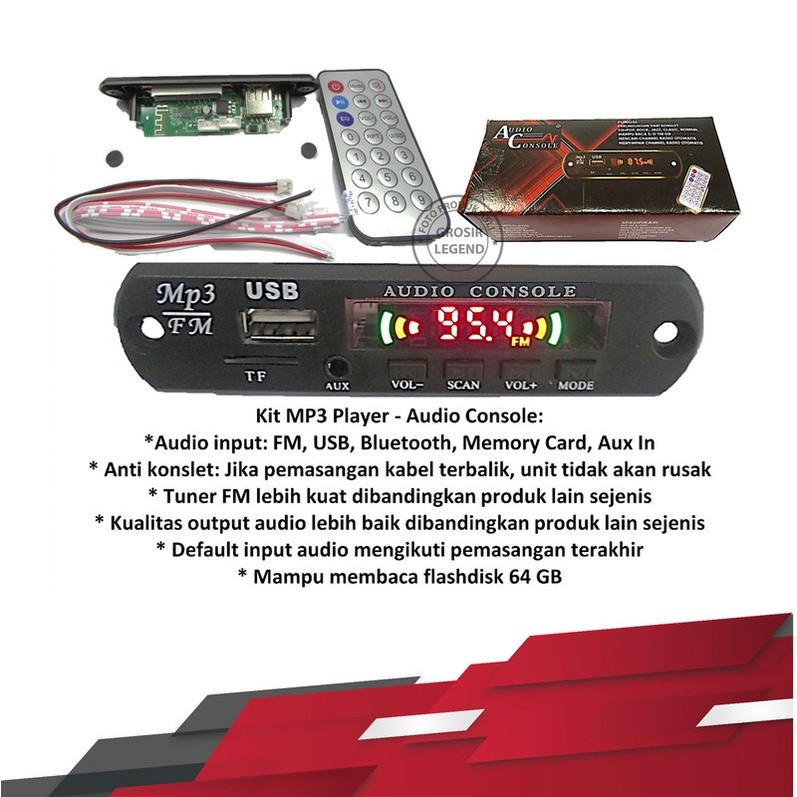 Kit modul mp3 usb player audio bluetooth
