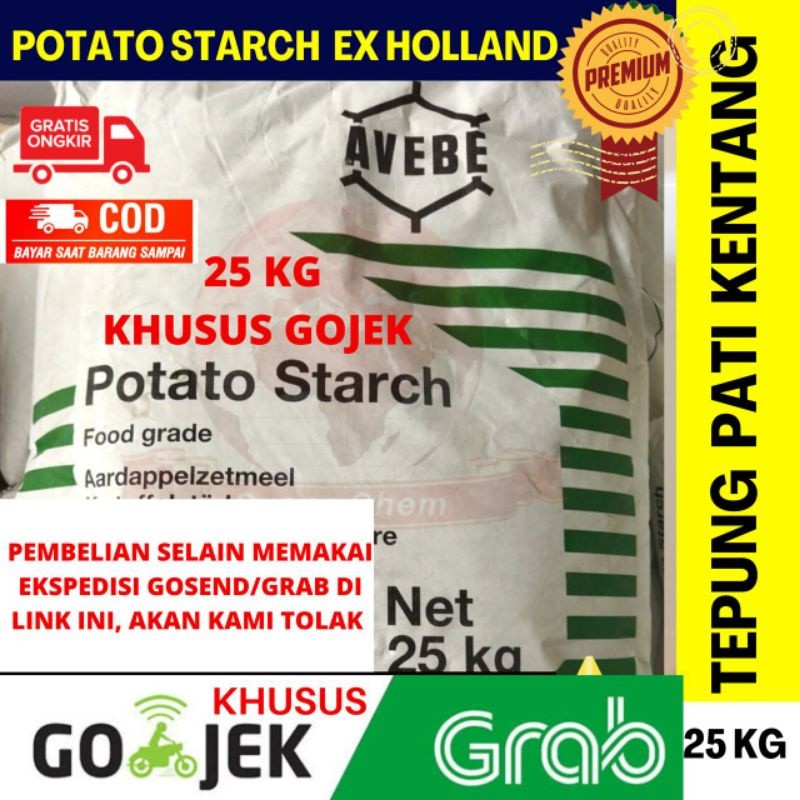 

Potato Starch Avebe KHUSUS GOSEND 25 KG IMPORT ex Holland/ Tepung Pati Kentang