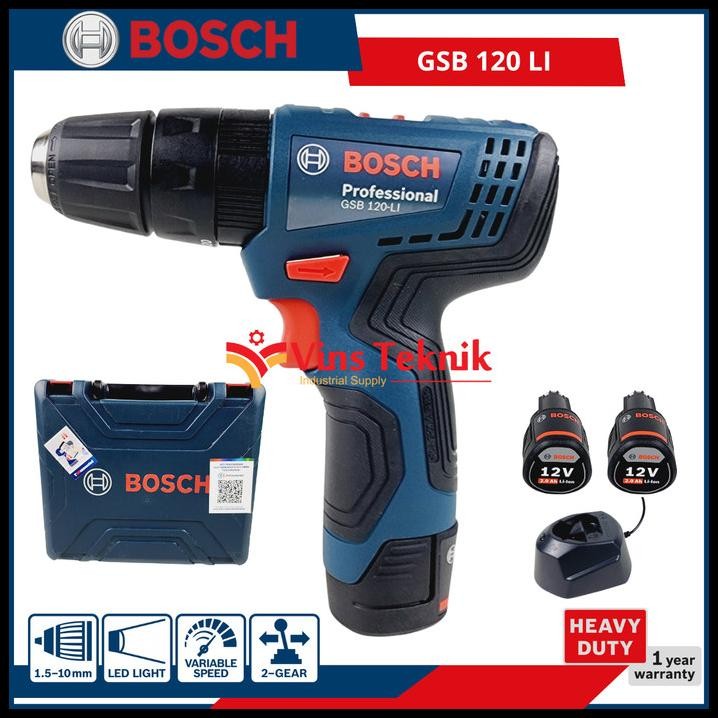 Mesin Bor Baterai 12V Cordless Impact Drill Gsb120Li Bosch Gsb 120 Li