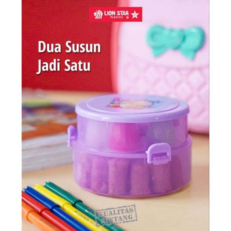 tempat makan bekal bontot anak anak bulat merek lion star sb-14 round pop lunch box