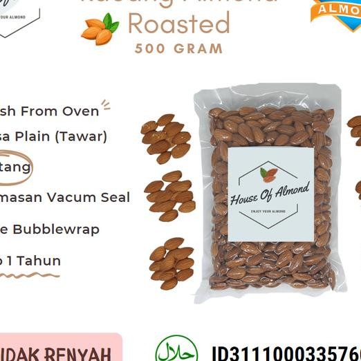 

Roasted Almond (Panggang) Kacang Almond Blue Diamond 500Gram