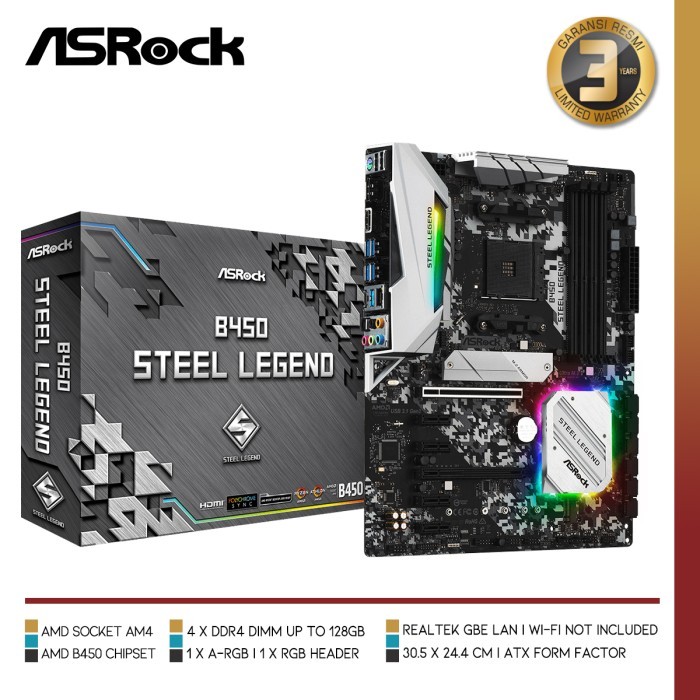 MOTHERBOARD ASROCK - B450 STEEL LEGEND RYZEN AM4 ATX FORM FACTOR