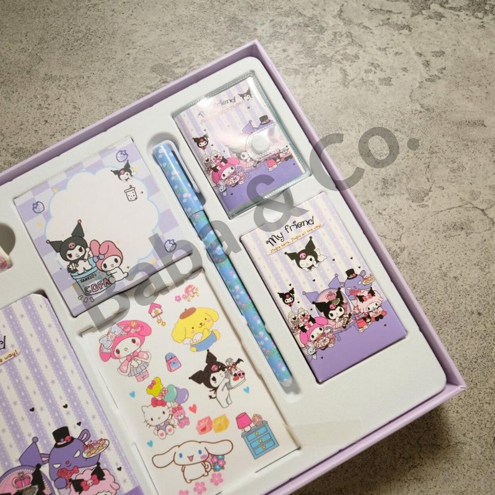 

Trt JURNAL 7 IN 1 KUROMI MELODY DAN CINNAMOROLL PAKET MURAH BUKU HARIAN KUROMI ALAT TULIS SANRIO ESTETIK LETTERING BOOK LETTERING PEN BUKU LETTERING ATK MURAH BISA TERLARIS