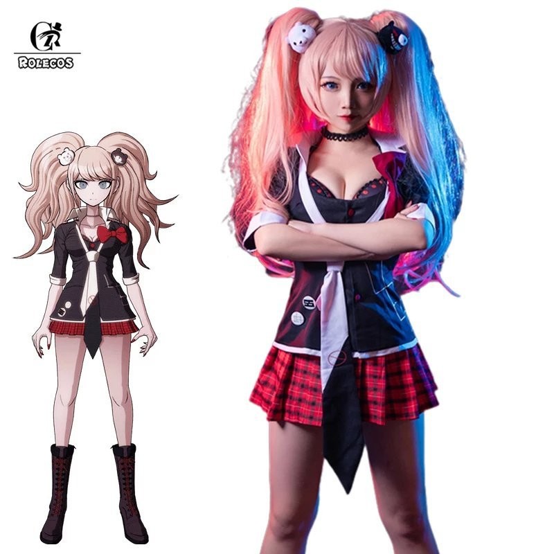 ROLECOS Danganronpa Junko Enoshima Cosplay Costume Game Cosplay Junko Enoshima Uniform Women Sexy