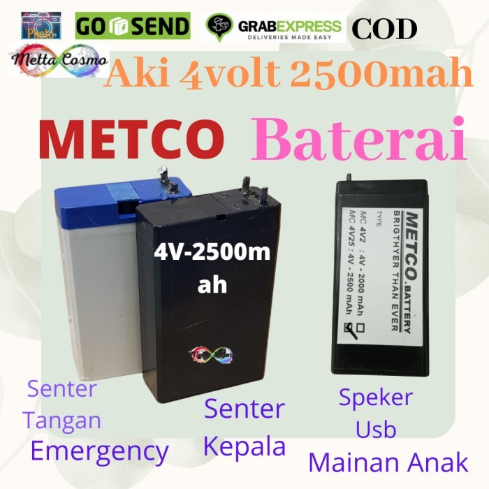 METCO Baterai cas Aki Kering 4V 2500mah Baterai Isi Ulang Rechargeable