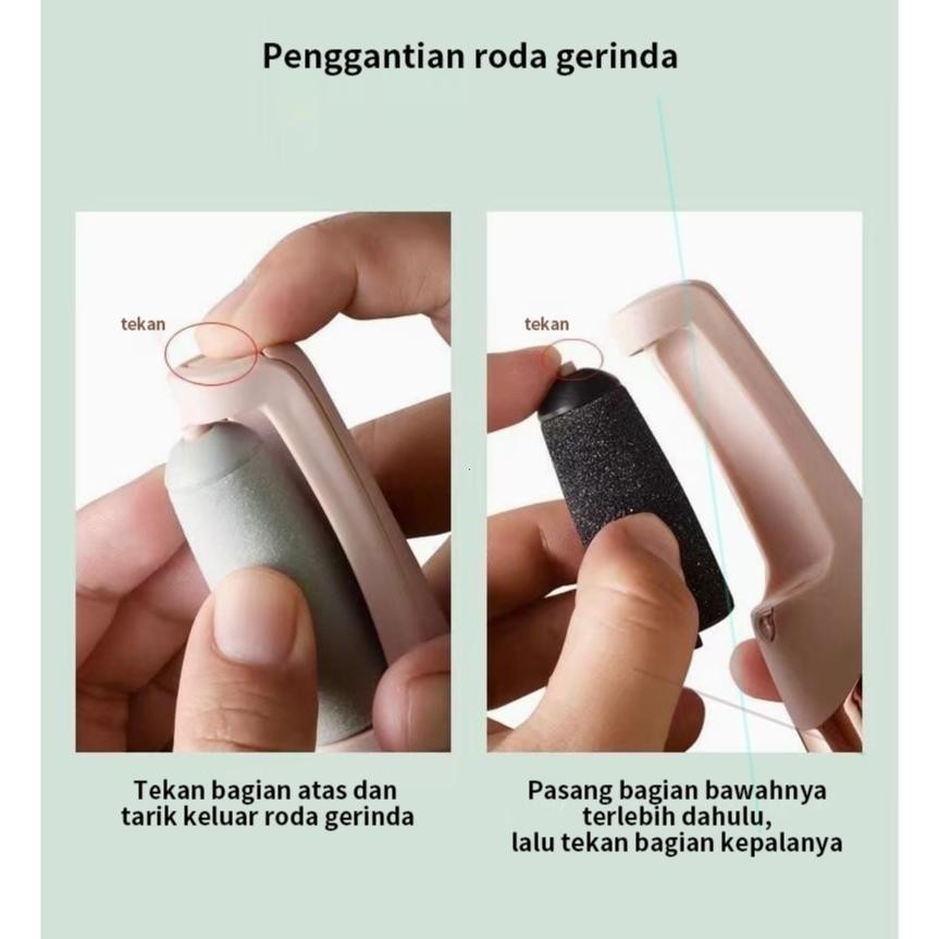 QWE penghalus tumit kaki elektrik Pengisian USB Rol Penghilang Kalus untuk Kaki - Untuk Kulit Mati D