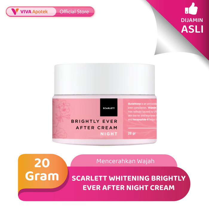 Scarlett Whitening Brightly Ever After Night Cream untuk Mencerahkan Wajah (20 Gram)