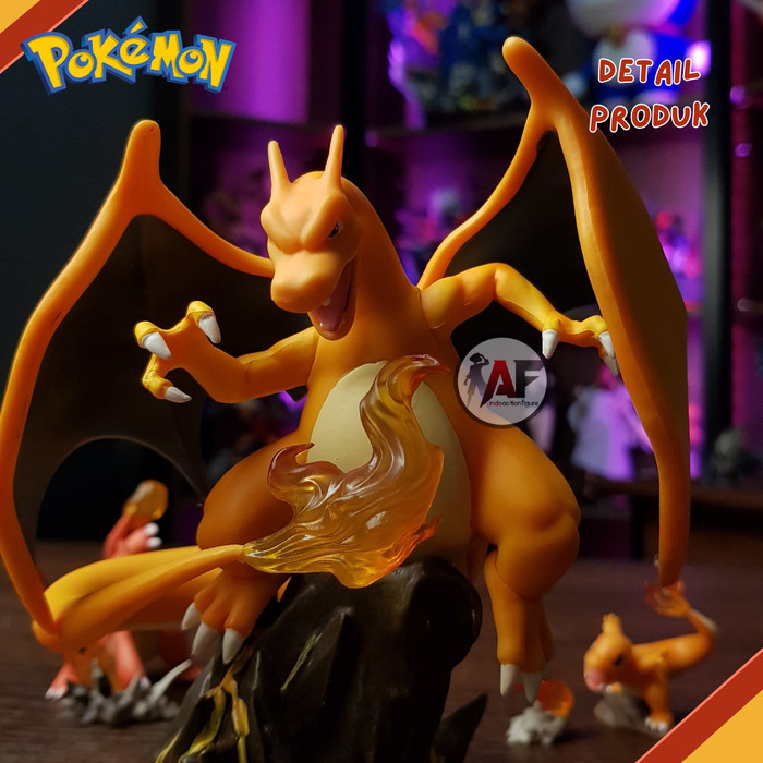 Action Figure Pokemon Charmander Charizard Evolution Set Mz Studio 3Pc