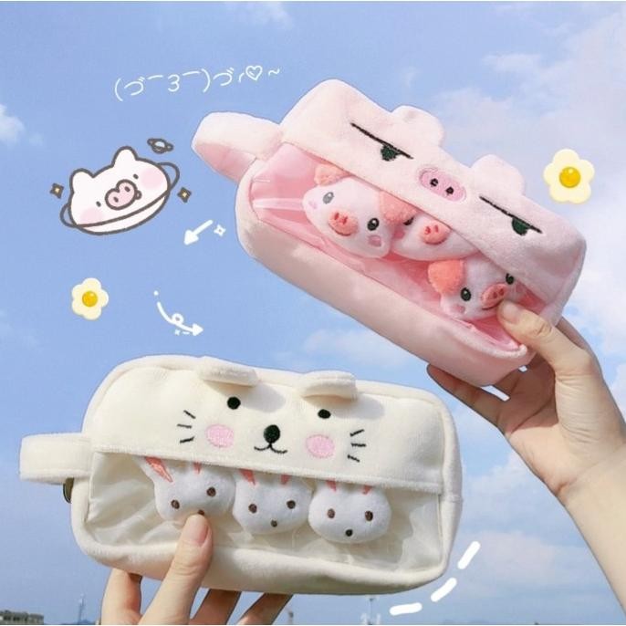 

gr-8 [LOGU] Kotak pensil lembut mini cartoon dengan bros pin,Cute soft pencil case with Brooch Pin Sale
