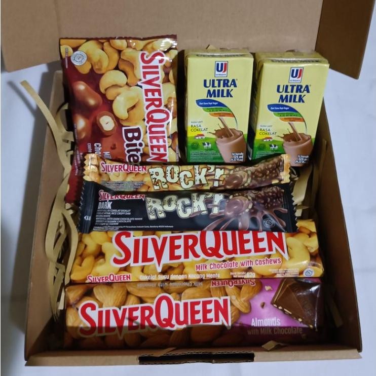 

As23 (READY STOCK) HAMPERS SNACK / SNACK BOX COKELAT SILVERQUEEN ULTRAMILK / GIFT COKLAT / PAKET COKELAT PAKET JAJAN KADO Berkualitas