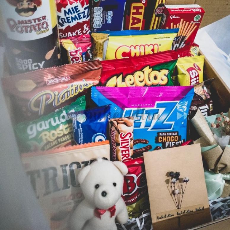 

fx-2 box of happiness - snack series / snack box gift box hampers snack free kartu ucapan + bubble wrap Murah