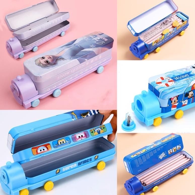 

ew-98 disney pencil case train shape two layers kotak pensil bentuk kereta dua tingkat dengan serutan Terlaris