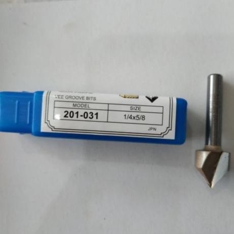=====] BENZ MATA PROFIL ROUTER TRIMMER VEE GROOVE BIT 15.9MM X 1/4" 201-031