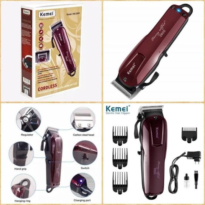 Kemei 2600 Hair Clipper Original Mesin Cukur Rambut Tanpa Kabel Ori