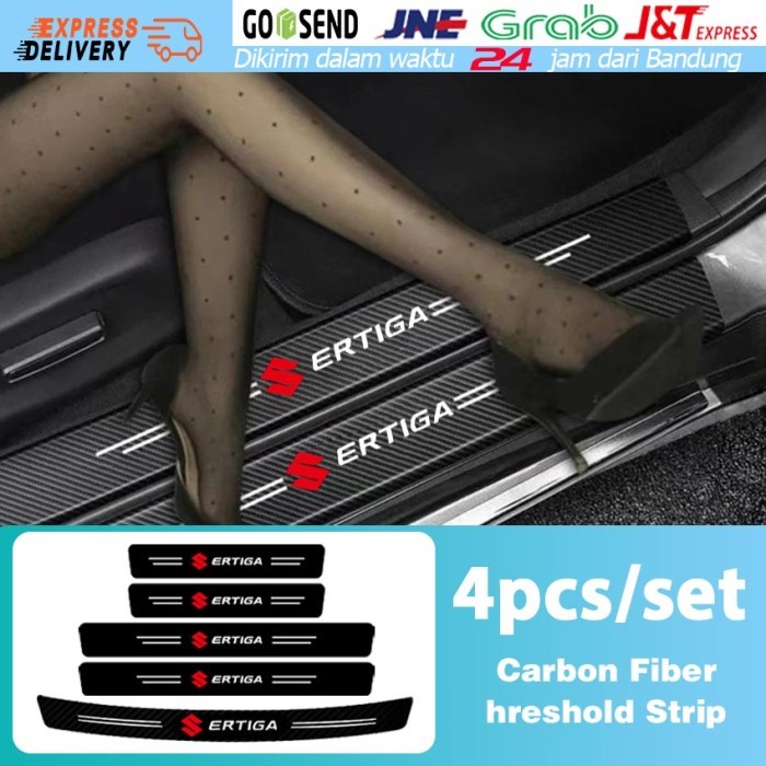 SUZUKI ERTIGA Carbon 3D Door Sill Plate Guard Pelindung Pijakan Injaka