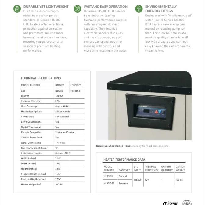 Heater Hayward H135 Alat Pemanas Air Kolam Renang Usa Hayward H 135