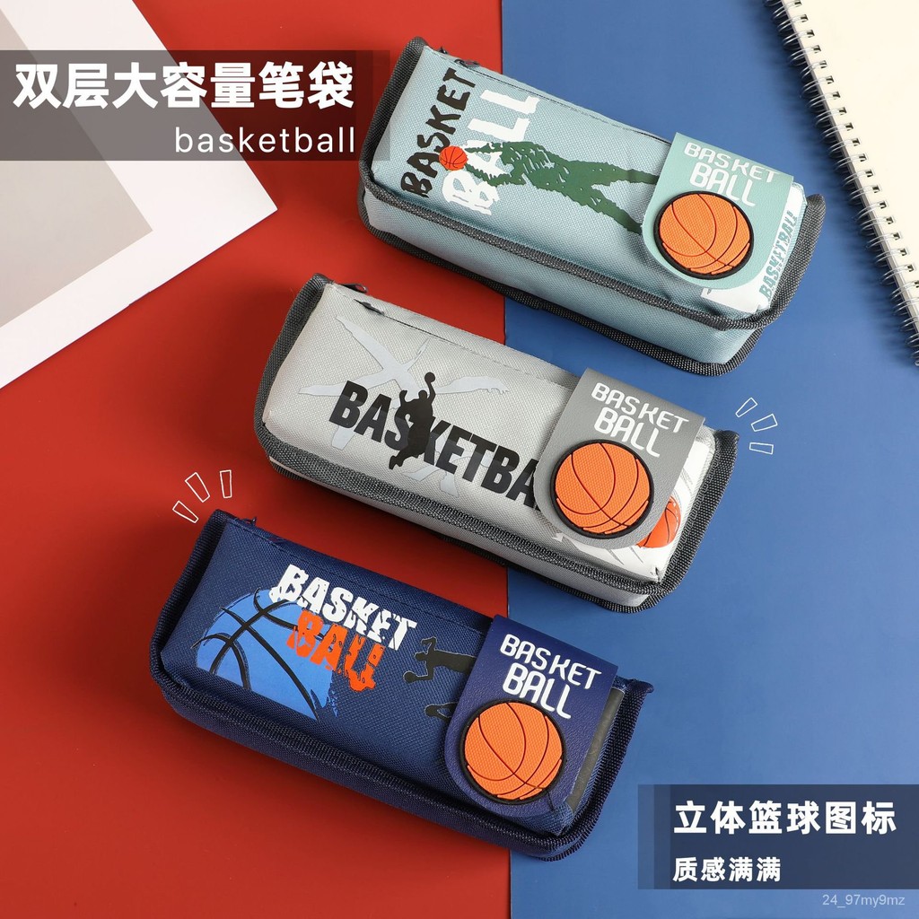 

Basketball Pencil Case Boys Middle School Students Pencil Box Oxford Cloth Large Capacity Stationery Bag Simple Good-looking Pencil Case ROUF