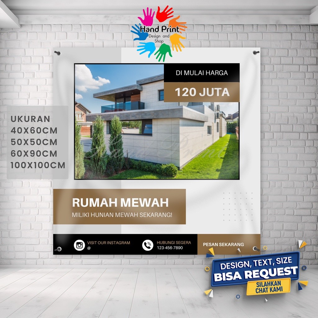 Spanduk Banner MMT Jual Rumah Sewa Rumah Kontrakan Kosan Jual Tanah Promosi C