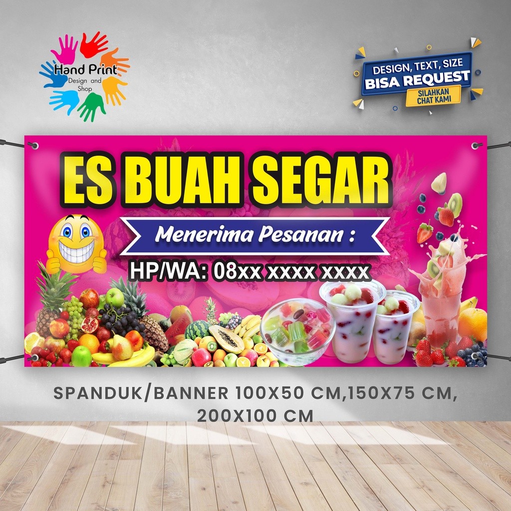 Spanduk Banner Es Buah Sop Buah Segar Pink Gratis Memesan Desain