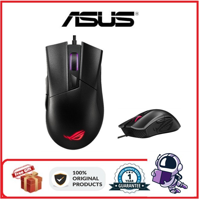 Mouse Gaming ASUS ROG Gladius II, 6200DPI, Mudah untuk Mengganti Mouse Gaming Berkabel Bergerak Mikr