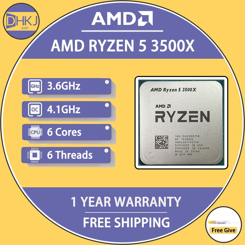 BEKAS AMD Ryzen 5 3500X R5 3500X 3.6GHz Prosesor CPU Enam-Core Enam-Thread 7NM 65W L3=32M 100-000000