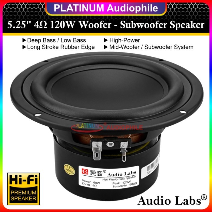 Speaker 5.25 Inch Subwoofer Mid Woofer Bass 4 ohm 5" Hifi Audio labs