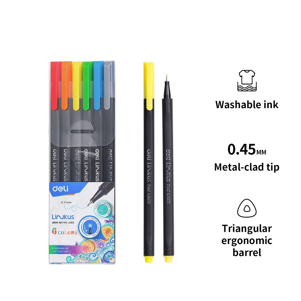 

DELI - EQ900-06 PEN LINER 6CLR / pulpen warna warni segitiga /pilpen anak sekolah