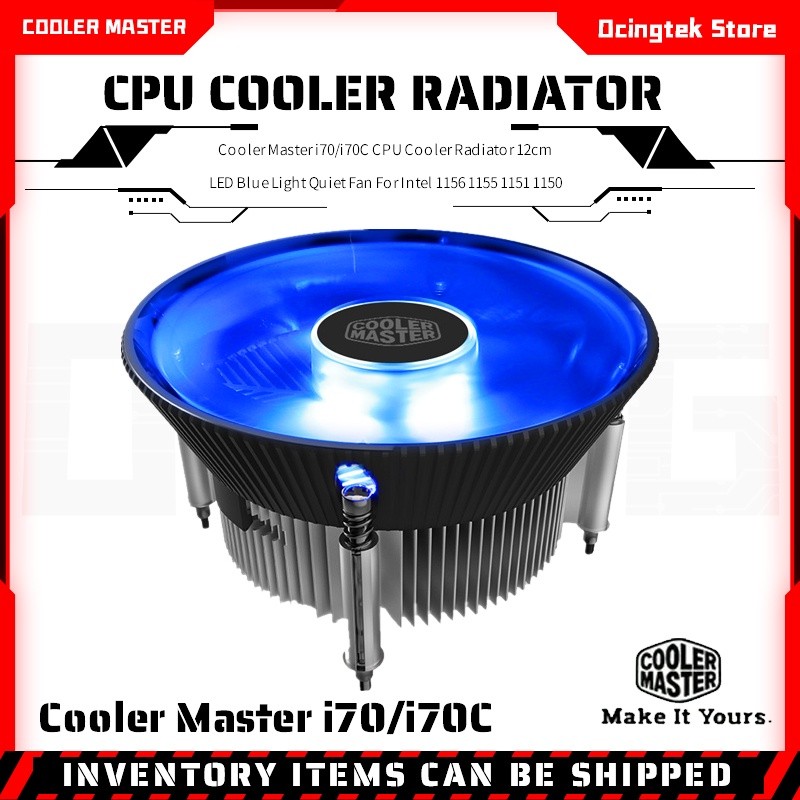 Cooler Master I70/I70C CPU Cooler Radiator 12cm LED Blue Light 4pin PWM Quiet Cooler Fan untuk Intel