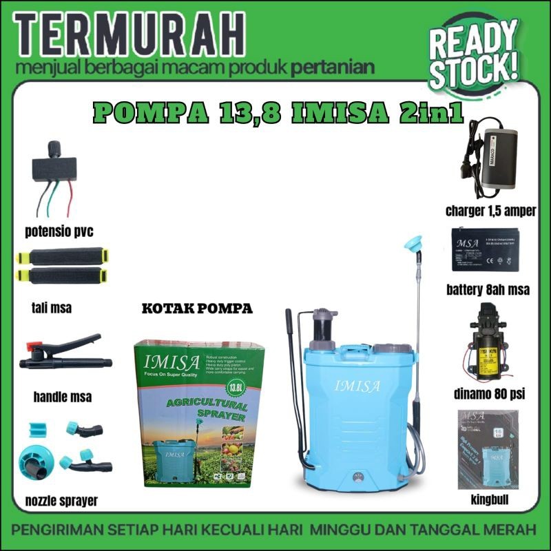 murah pompa semprot msa 13,8 & 12 liter variasi bergaransi (elektrik 13,8 liter) (elektrik & manual