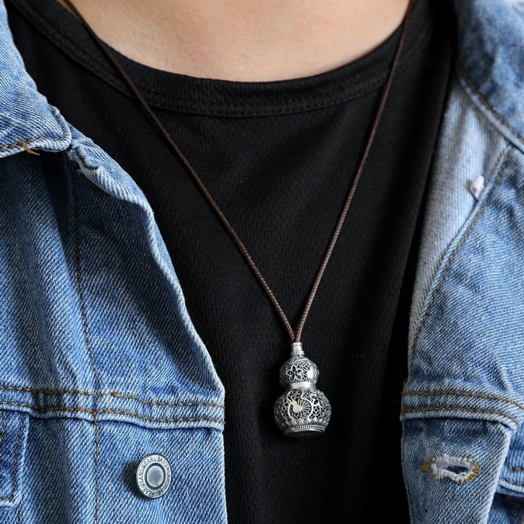 Liontin Kalung Patung Buddha Guan Yin Labu Emas Perak Murni 999