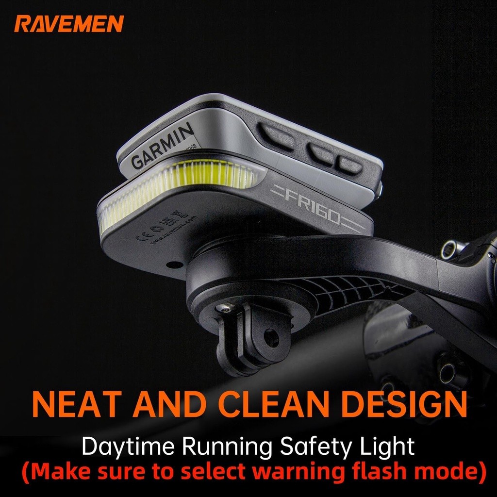 RAVEMEN FR160 Kompatibel dengan Garmin/iGPSPORT/COOSPO Bersepeda GPS/Komputer Sepeda, Lampu Tambahan