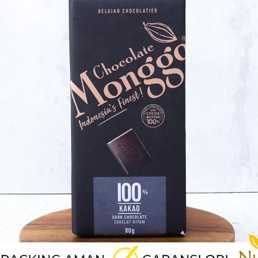 

80G Dark Chocolate 100 Percent Kakao Cokelat Hitam - Chocolate Monggo