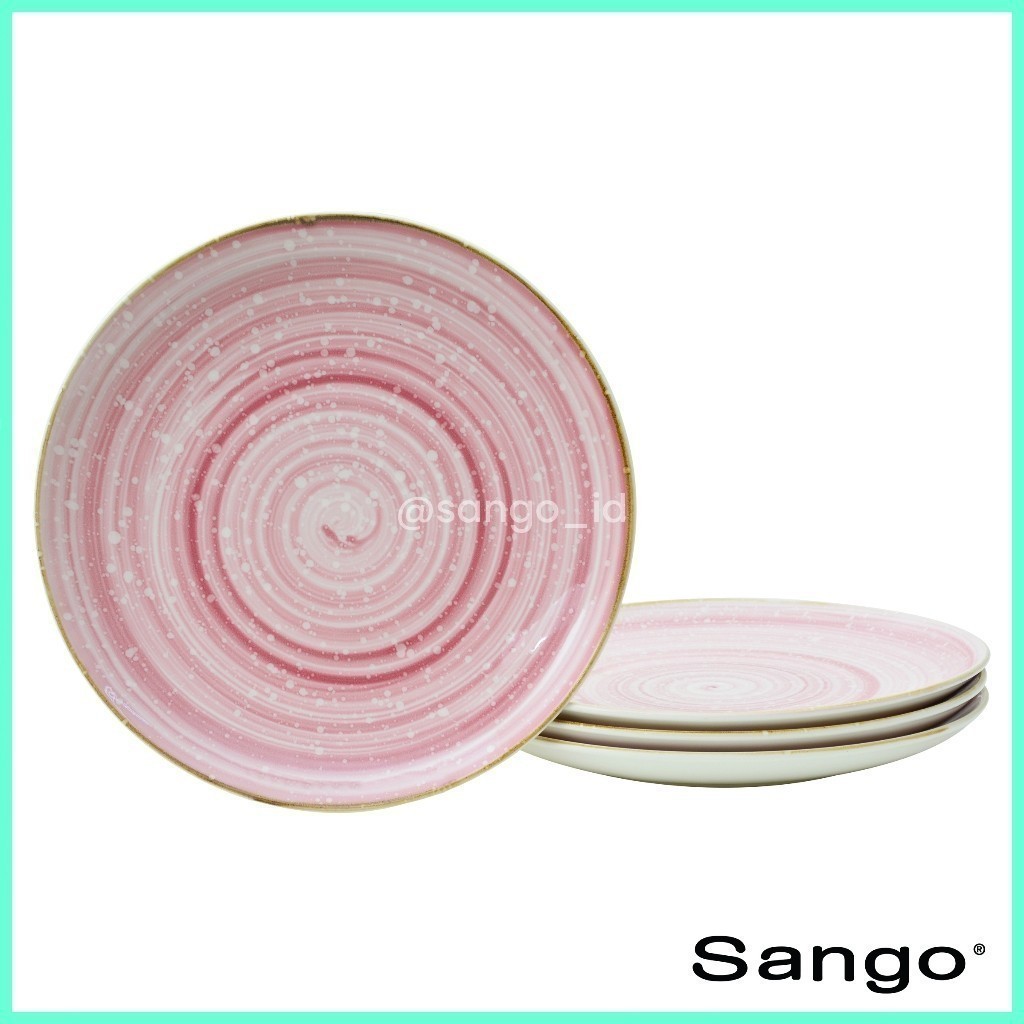 Sango Set Piring Makan Coupe Baby Pink (Isi 4)