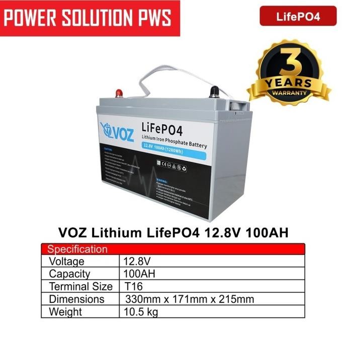BATERAI UPS. VOZ LITHIUM LIFEPO4 12,8V 100AH / 12.8V 100 AH