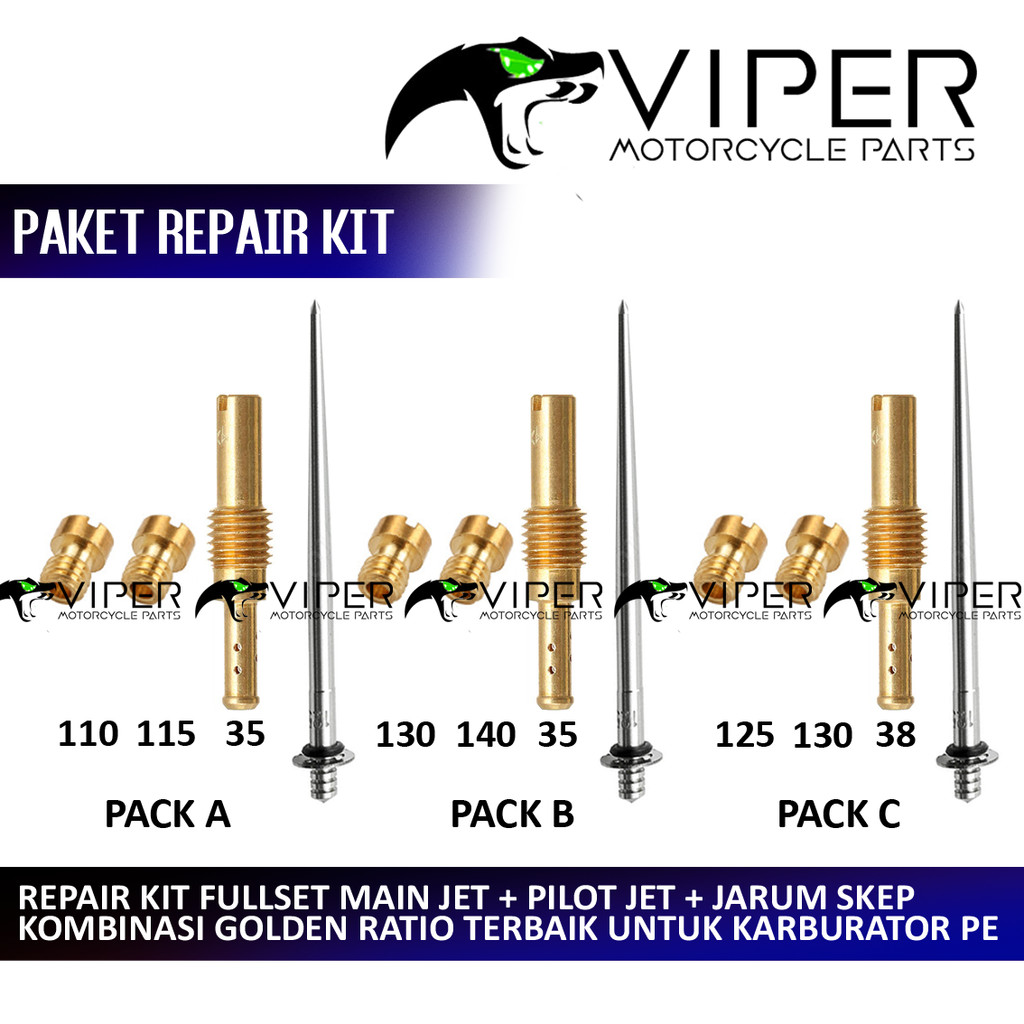 (BISA COD) PAKET PE24 PE26 PE28 PE30 REPAIR KIT SET MAIN JET PILOT JET JARUM SKEP 110 115 130 140 SL