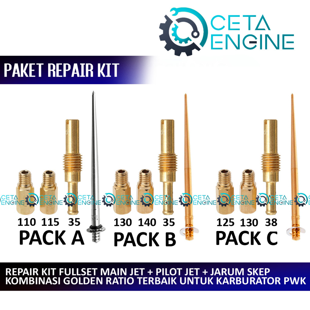 (COD) 4 SET PAKET REPAIR KIT PWK KOTAK KARBURATOR 24 26 28 30 32 34 TERMASUK MAIN JET PILOT JET JARU