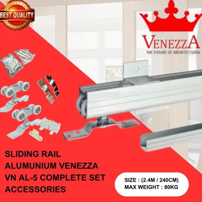 Rel Pintu Geser Gantung/Rail Sliding Door Aluminium Komplit 2.4Meter