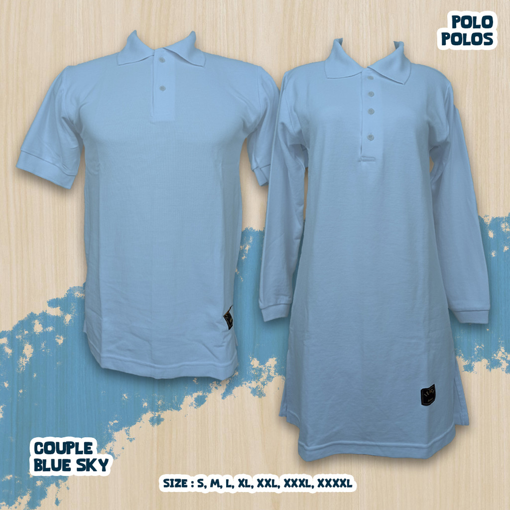 S-XXXL Kaos Polos Tunik Polo Muslimah Sky Blue/Seragam Olahraga/Kerja/Santai
