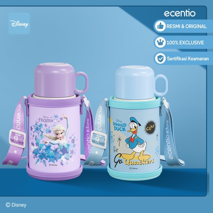 Ecentio Termos 500ml Disney Anak Elsa&Donald Duck Vacuum Tumblr Anak Biru/Ungu