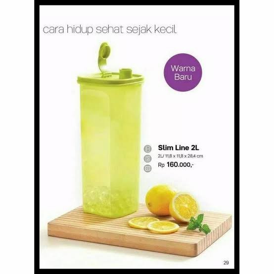 botol tempat air minum original tupperware slimeline 2 Liter 2L promo