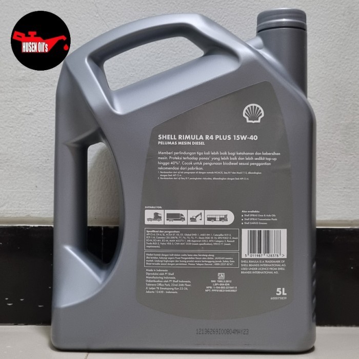 Oli SHELL Rimula R4 X/R4 Plus Heavy Duty Diesel 15w40/15w-40 (5L)