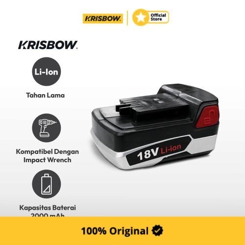 Krisbow Part Baterai Impact Wrench Cordless 18V 2Ah Irabw18
