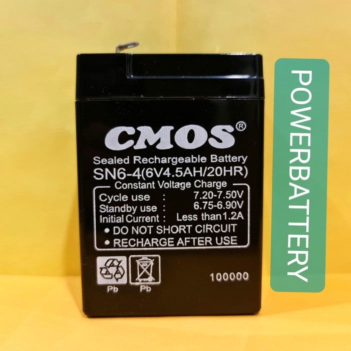 Aki Kering CMOS Sealed Rechargeable Battery SN6-4 (6V 4.5AH/20HR)